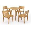 Christopher Knight Home Jayme Outdoor 5 Pieces Dining Set, Acacia Wood Dining Chairs, Square Slat Panel Table, Open Panel Armchair with Table Set, Patio Wooden Chair with Desk for Backyard, Teak