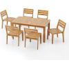 Christopher Knight Home Jayme Outdoor 7 Pieces Dining Set, Acacia Wood Dining Chair, Rectangular Wooden Table, Open Slats Panel Back Armchair and Table Set, Acacia Wood Bistro Set for Backyard, Teak