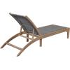 Christopher Knight Home Jhin Chaise Lounge Chair Outdoor, Acacia Wood Frame and Rattan Sunbathing Pool Lounger, Adjustable Backrest Single Lounge Sofa, Patio Lounge Chaise for Poolside, Light Brown