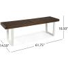 Christopher Knight Home Joa Patio Dining Bench, Acacia Wood with Iron Legs, Modern, Contemporary, Dark Brown and White, Wash