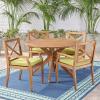 Christopher Knight Home Jordan Outdoor 5 Piece Acacia Wood Dining Set, Teak Finish/Green