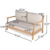 Christopher Knight Home Jorine 4 Pieces Conversation Set, Acacia Wood Club Chairs and Loveseat, Rectangular Coffee Table, Accent Chairs and Sofa Set with Coffee Table for Porch Yard, Teak+Beige