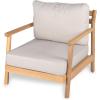 Christopher Knight Home Jorine Outdoor Club Chairs Set of 2, Acacia Wood Accent Chair, Wooden Armchair with Cushions, Open Back Comfy Seating Louge Single Sofa for Backyard Garden Balcony, Teak+Beige