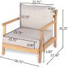 Christopher Knight Home Jorine Outdoor Club Chairs Set of 2, Acacia Wood Accent Chair, Wooden Armchair with Cushions, Open Back Comfy Seating Louge Single Sofa for Backyard Garden Balcony, Teak+Beige