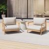 Christopher Knight Home Jorine Outdoor Club Chairs Set of 2, Acacia Wood Accent Chair, Wooden Armchair with Cushions, Open Back Comfy Seating Louge Single Sofa for Backyard Garden Balcony, Teak+Beige