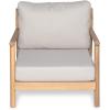 Christopher Knight Home Jorine Outdoor Club Chairs Set of 2, Acacia Wood Accent Chair, Wooden Armchair with Cushions, Open Back Comfy Seating Louge Single Sofa for Backyard Garden Balcony, Teak+Beige