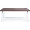 Christopher Knight Home Jubilee Modern Industrial 3 Piece Acacia Wood Picnic Dining Set with Benches, Sandblasted Dark Brown and White Rustic Metal