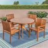 Christopher Knight Home Kally Outdoor Five Piece Acacia Dining Set, Teak Finish