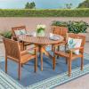 Christopher Knight Home Kally Outdoor Five Piece Acacia Dining Set, Teak Finish