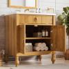 Christopher Knight Home Karik 30″ Vintage Bathroom Vanity with Resin Sink, Wooden Bathroom Vanity Organizer with Drawer+Shelf, Soft Closing Door Bathroom Storage Cabinet, Freestanding Design, Brown