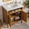 Christopher Knight Home Karik 30″ Vintage Bathroom Vanity with Resin Sink, Wooden Bathroom Vanity Organizer with Drawer+Shelf, Soft Closing Door Bathroom Storage Cabinet, Freestanding Design, Brown