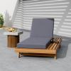 Christopher Knight Home Kayes Chaise Lounge Chair Outdoor, Acacia Wood Poolside Sun Lounger, 79” Patio Recliner Chair, Adjustable Backrest Single Lounge Sofa for Garden Backyard, Teak (Frame Only)(Teak+dark Gray 4” Cushion)