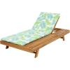 Christopher Knight Home Kayes Chaise Lounge Chair Outdoor, Acacia Wood Poolside Sun Lounger, 79” Patio Recliner Chair, Adjustable Backrest Single Lounge Sofa for Garden Backyard, Teak (Frame Only)(Teak+green Leaf 2” Cushion)