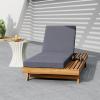 Christopher Knight Home Kayes Chaise Lounge Chair Outdoor, Acacia Wood Poolside Sun Lounger, 79” Patio Recliner Chair, Adjustable Backrest Single Lounge Sofa for Garden Backyard, Teak (Frame Only)(Teak+dark Gray  4” Triple Folds Cushion)