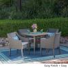Christopher Knight Home Keen Outdoor 5 Piece Wood and Wicker Dining Set, Gray Finish/Gray
