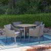Christopher Knight Home Keen Outdoor 5 Piece Wood and Wicker Dining Set, Gray Finish/Gray
