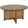 Christopher Knight Home Kiaya Round Coffee Table with PE Woven Design, Wood Coffee Tables for Living Room, Stylish Indoor Round Table, Easy Assembly, Versatile Living Room Furniture, Natural Brown