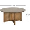 Christopher Knight Home Kiaya Round Coffee Table with PE Woven Design, Wood Coffee Tables for Living Room, Stylish Indoor Round Table, Easy Assembly, Versatile Living Room Furniture, Natural Brown