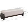 Christopher Knight Home Kingen 55” Linen Fabric Upholstered End of Bed Ottoman, Wooden Living Room Ottoman Bench with Thick Soft Cushions, Long Entryway Bench, Long Seating for Bedroom, Brown + White