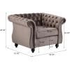 Christopher Knight Home Kitty Chesterfield Club Chair with Solid Wood Frame, Velvet Upholstered Living Room Chair, Button-Tufted Diamond Stitch Single Sofa, Nailhead Accent, Black + Dark Brown
