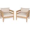 Christopher Knight Home Kory 4-Piece Acacia Wood Patio Furniture Set, Outdoor Conversation Sofa Chat Set with Club Chair and Coffee Table, Patio 4-Seater Seating Group for Backyard Balcony, Teak+Beige(Teak+beige 4-seater Set)