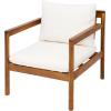 Christopher Knight Home Krixi Acacia Wood Lounge Chair Outdoor with Rope Accent, Accent Chair with Water-Repellent Cushions, Comfy Chairs for Garden/Backyard, Heavy Duty Patio Furniture, Teak + Cream