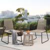 Christopher Knight Home Lamar 3 Piece Patio Furniture Set, Outdoor Coffee Table and Accent Chair Set, Dining Chair Set of 2 and Metal End Table, Garden/Backyard Chat Set, Light Brown+Black