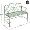 Christopher Knight Home Layon Iron Outdoor Bench, Patio Loveseat for 2 People, Durable Garden Bench with Floral Pattern Backrest, Slatted Seat for Park/Yard, Spacious Outdoor Seating, Matte Green