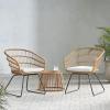 Christopher Knight Home Lemere Chat Set, Light Brown + Beige + Black
