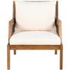 Christopher Knight Home Lena Patio Accent Chair, Acacia Wood Club Chair, Wicker Backrest Armchair, Upholstered Cushion Seating, Wooden Chairs for Balcony Backyard Garden, 23.5″ 400lbs Teak+Cream