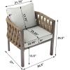 Christopher Knight Home Lena Patio Club Chairs Set of 2, Metal Accent Chairs, Rope Woven Backrest Armchair, Upholstered Cushions Seating, Tub Back Design for Backyard Garden, Brown+Light Gray