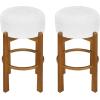 Christopher Knight Home Lera Modern Counter Height Bar Stools Set of 2, Fabric Round Stool Chair for Kitchen Island, Wooden Dining Room Chair, Upholstered Counter Stool with Footrest, Walnut+Ivory(Walnut+ivory)