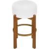 Christopher Knight Home Lera Modern Counter Height Bar Stools Set of 2, Fabric Round Stool Chair for Kitchen Island, Wooden Dining Room Chair, Upholstered Counter Stool with Footrest, Walnut+Ivory(Walnut+ivory)