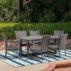 Christopher Knight Home Liam Outdoor 7 Piece Wicker Dining Set, Grey