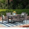Christopher Knight Home Liam Outdoor 7 Piece Wicker Dining Set, Grey