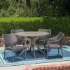 Christopher Knight Home Lina Outdoor 5 Piece Wood and Wicker Dining Set, Gray Finish/Gray