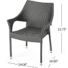 Christopher Knight Home Lina Outdoor 5 Piece Wood and Wicker Dining Set, Gray Finish/Gray