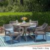 Christopher Knight Home Lina Outdoor 5 Piece Wood and Wicker Dining Set, Gray Finish/Gray