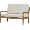 Christopher Knight Home Lina Patio Acacia Wood Conversation Set, Outdoor Loveseat with Coffee Table, Outdoor Chat Set Seating Group, 2 Piece Sofa Seating Group with Cushions, Beige + Natural