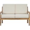 Christopher Knight Home Lina Patio Acacia Wood Conversation Set, Outdoor Loveseat with Coffee Table, Outdoor Chat Set Seating Group, 2 Piece Sofa Seating Group with Cushions, Beige + Natural