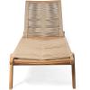 Christopher Knight Home Lurelala Set of 4 Outdoor Patio Wood Adjustable Chaise Lounges with Rope Seating, Rope Chaise Lounge with Acacia Wood Frame, Chaise Lounge for Poolside Balcony, Teak+Beige