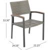 Christopher Knight Home Luton Outdoor Aluminum Dining Chairs with Faux Wood Accents and Faux Rattan Seats (Set of 4), Gray and Natural Brown