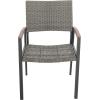 Christopher Knight Home Luton Outdoor Aluminum Dining Chairs with Faux Wood Accents and Faux Rattan Seats (Set of 4), Gray and Natural Brown