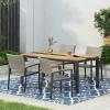 Christopher Knight Home Luton Outdoor Aluminum Dining Chairs with Faux Wood Accents and Faux Rattan Seats (Set of 4), Gray and Natural Brown