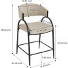 Christopher Knight Home Mabel Modern Counter Height Bar Stools Set of 2, Fabric Upholstered Bar Stool for Kitchen Island, Metal Frame Dining Armchair, Counter Stool with Footrest, Beige+Black