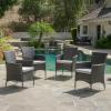 Christopher Knight Home Malta KD PE Wicker Dining Chairs, 4-Pcs Set, Grey