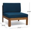 Christopher Knight Home Mamie Outdoor Acacia Wood 5 Piece Sofa Set, Teak Finish, Dark Teal