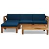 Christopher Knight Home Mamie Outdoor Acacia Wood 5 Piece Sofa Set, Teak Finish, Dark Teal