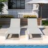 Christopher Knight Home Manila Outdoor Chaise Lounge Chairs Set of 2, Aluminum Chaise Lounge, Adjustable Backrest Chair, Mesh Seating Aluminum Frame for Patio Poolside Backyard, 400lbs Light Gray