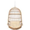 Christopher Knight Home Mariah Wicker Hanging Chair with Cushion, Outdoor Indoor Basket Chair, Boho Garden Lounger Porch Swing Furniture, Modern Patio Decor, Light Brown and Beige